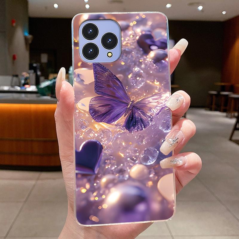 Handyhülle Für Cubot P80 Hülle Schmetterling Schleife Schutzhülle CubotP80 Schale Capa Transparent Weiches Silikon TPU Abdeckung Funda