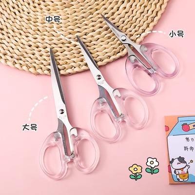 Ins Simple And Fully Transparent Hand Book Scissors, Office Portable Handmade Tailor Small Scissors Office Paper-Cut Student Art