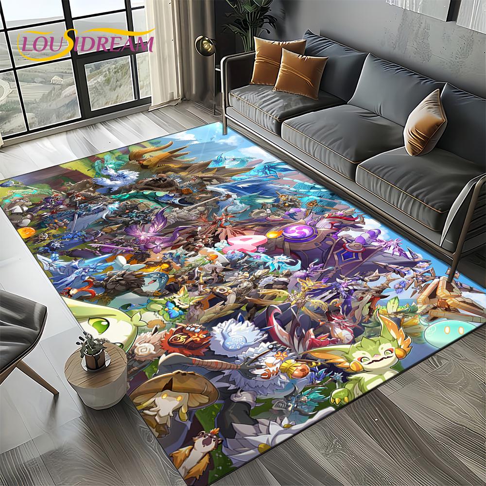 Nowy Dywanik Kreskówkowy Solo do Gier Genshin Impact do Salonu Sypialni Dekoracja Domowa Sofa, Mata Podłogowa Antypoślizgowa do Zabawy dla Dzieci