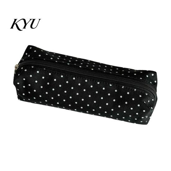 Soft Fabric Art Supply Holder Polka Dot Pencil Case, Stationery Organizer Pouch, Cute Makeup Portable Cosmetic Bag for Women Zipper Closure Pen School