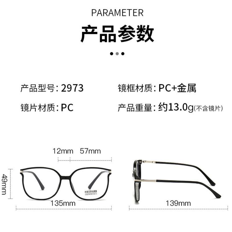 Anti Blue Light Women's Reading Glasses Large Frame Shiny Glasses Plastic+metal Eyeglass Frame Far Sighted Glasses