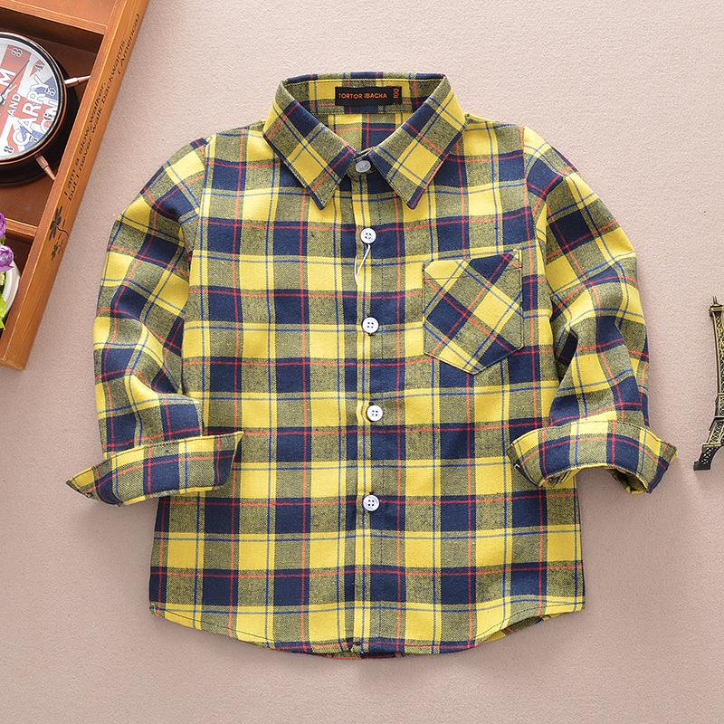 Spring 2025 Boys' Long Sleeve Plaid Korean Style Casual Shirt for Inner and Outer Wear