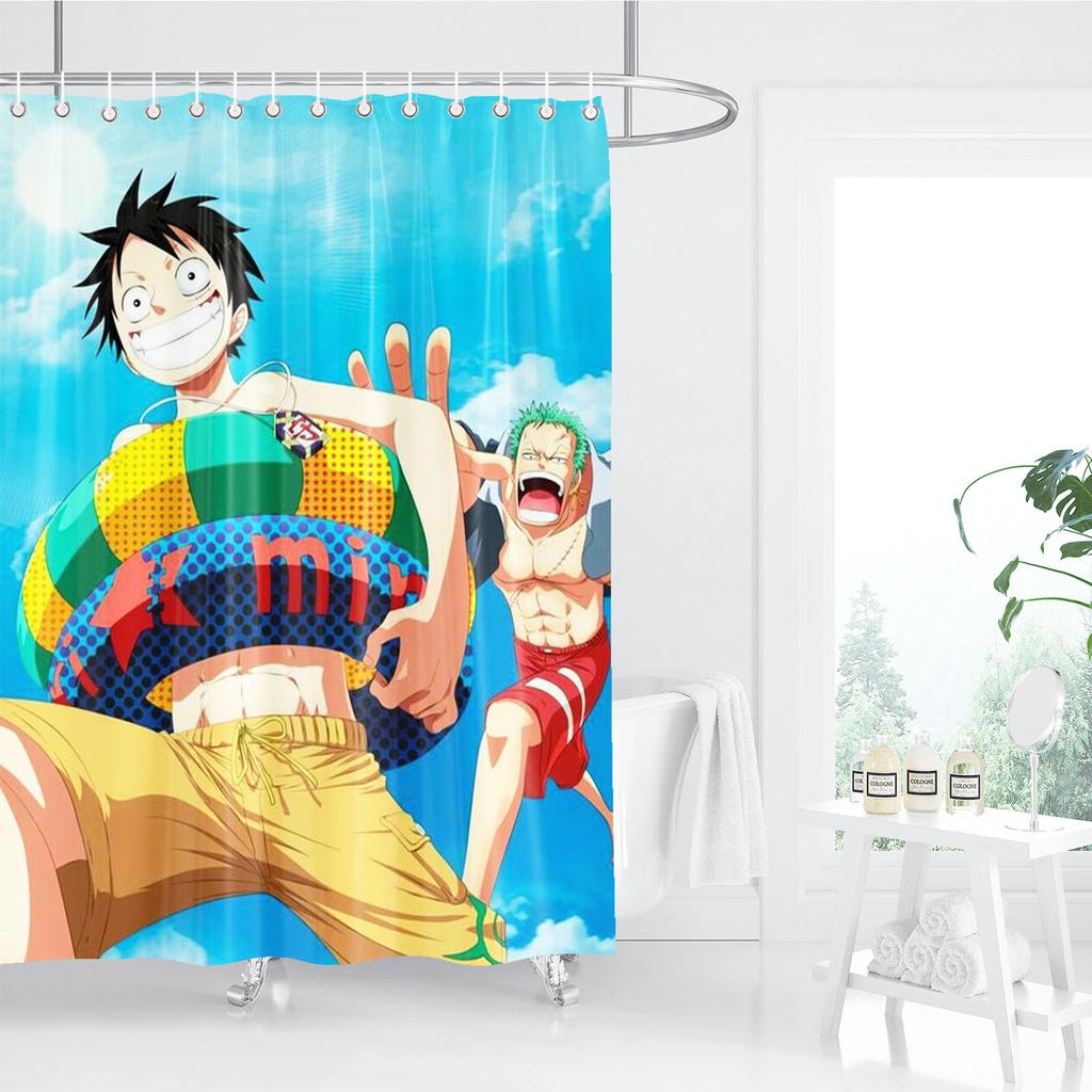 One Piece Anime Shower Curtain, Bathroom Accessories, Decor Curtains For Living Room, Cute And Funny  Christmas Gifts