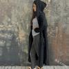 Women's Hood Neck Long Sleeve Cardigan Sweater Cape Fit British Style Solid Color Cable Knit Lazy Casual Commuter Long Knit Coat