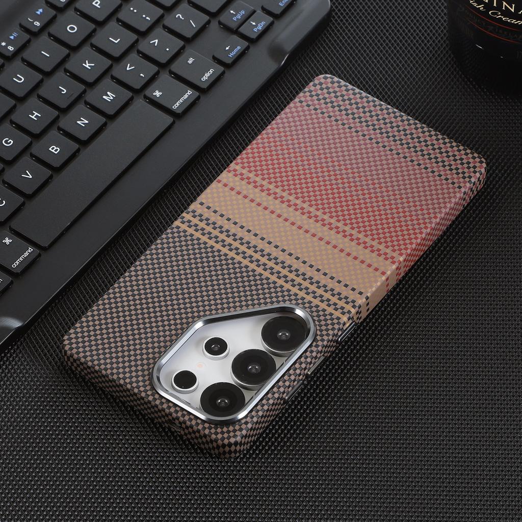 Business Slim Kevlar Carbon Fiber Pattern Case For Samsung Galaxy S26 Ultra S25 S24 S23 S22 Plus For Magsafe Skin-friendly Cover