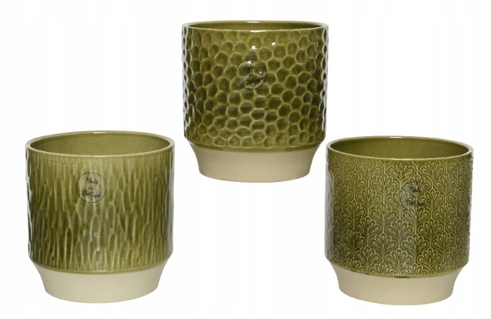 Ceramic flower pot, green, 13 x 13 cm