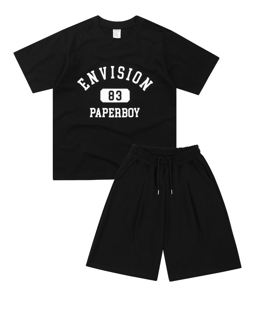 PAPERBOY [Set] Envision Short Sleeve Half Pants Set-White