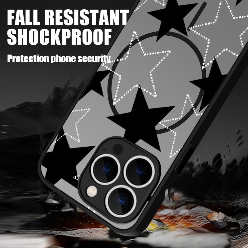 For iPhone 16 Pro Max 16E 15 14 Pro 13 Cover Stars Pattern Matte Clear Wireless Charge Shockproof Soft Edge for MagSafe Magnetic Phone Case