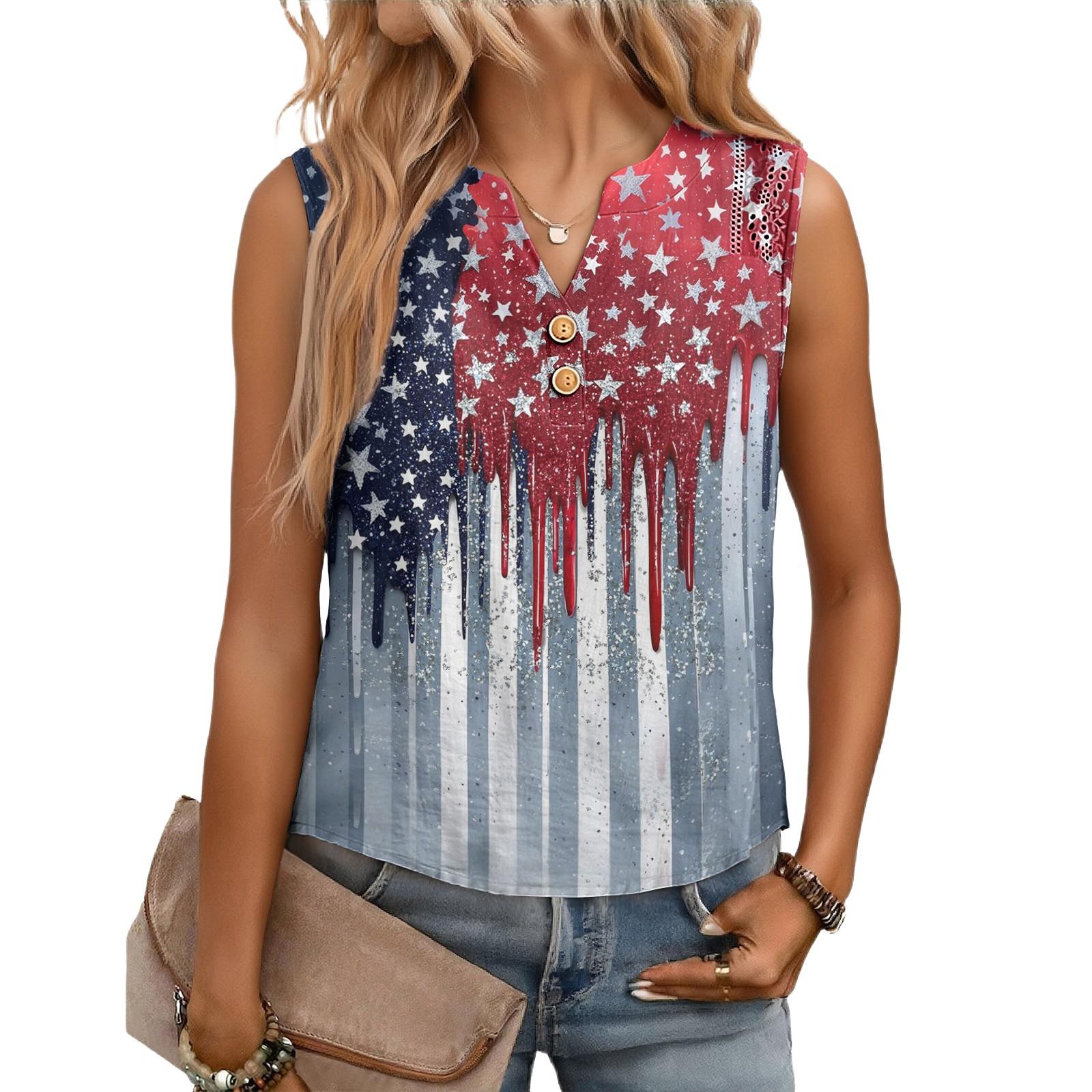 

Women s Casual, Loose-Fitting, Printed, Sleeveless Linen Blouse M Темно-синій