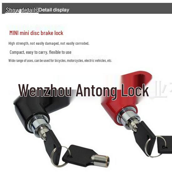 Stöldskyddad skivbromslås för cyklar och motorcyklar med nyckel