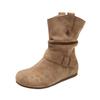 Maillard Khaki Retro Flat Bottom Inner Heightening Stack Boots Women's 2025 New Autumn with Skirt Birkenstock Short Boots