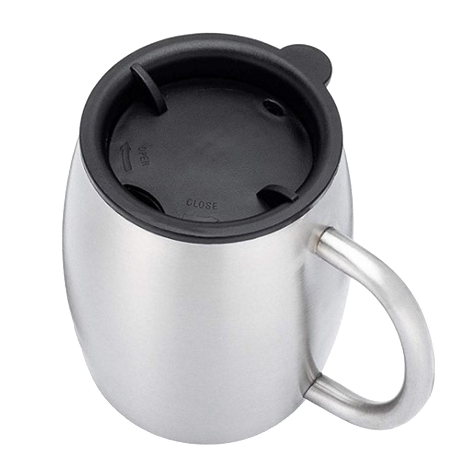 420ml Stainless Steel Coffee Mug Double Walled Insulated with Handle  50ml чёрный