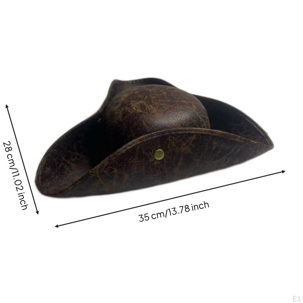 Cappello Tricorno da Pirata Strutturato in Ecopelle per Adulti, Halloween, Cosplay,