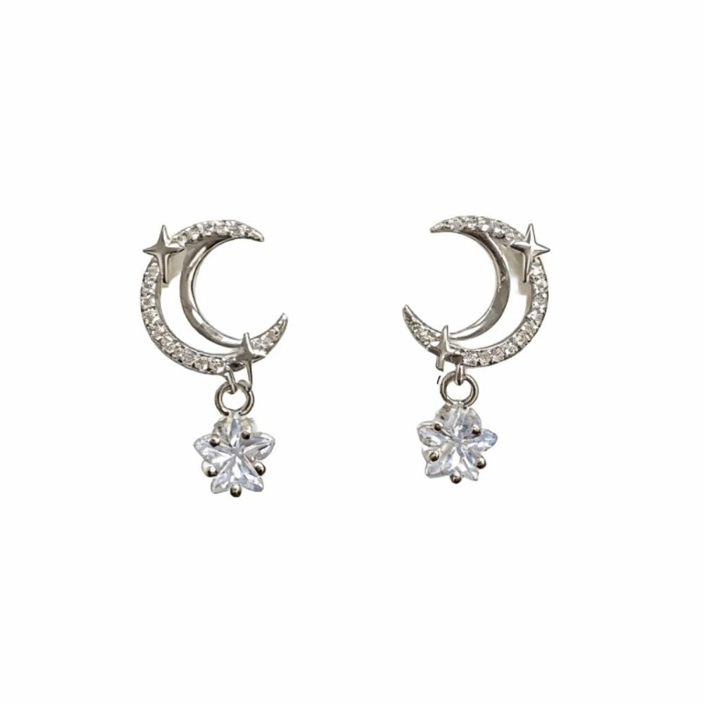 Crystal Butterfly Droplet Earrings Temperament Ladies  Ear Accessories Zircon Ear Stud  Girls Star Moon
