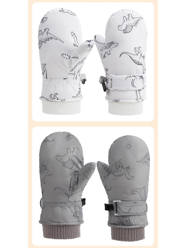 Kids' Quick-Dry Warm Ski Gloves with Waterproof Fabric and Thick Velvet Lining