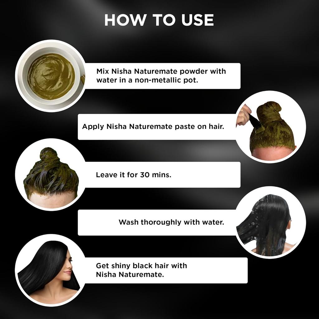 Nisha Nature Mate Natural Henna Hair Color Ammonia Free Long Lasting Smooth Silky Shine Salon Finish 45g x Pack Of 3