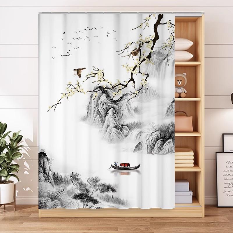 Cabinet Cover Curtain Non Perforated Door Curtain Wardrobe Cover Cloth Bookshelf Shoe Rack Debris Cover Dust-proof Cloth Curtain