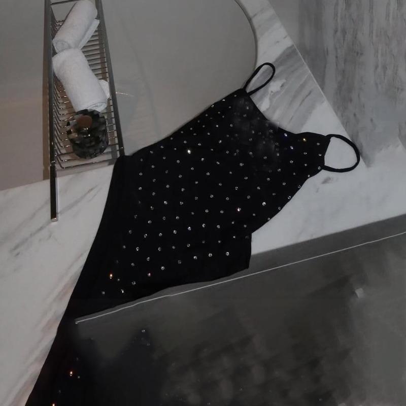 Diamond Bikini Sexy Women Swimsuit Bandeau Biquini Push Up Swimwear Female Shiny Bathing Suits Floral Bodysuit Beachwear