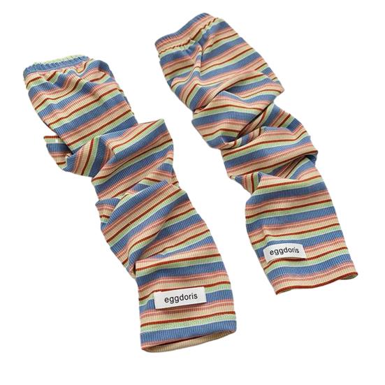 Stripete armermer for menn kvinner UV-beskyttelse lange fingerløse hansker