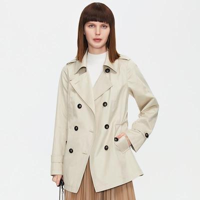 Trench Coat Buttons Belt Short Women Lapel Fashion Classic Windbreaker