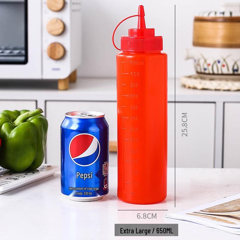 Household Squeeze Oil Bottle - Pointed Mouth for Kitchen Seasoning, Tomato Jam, Salad, or Commercial Use.