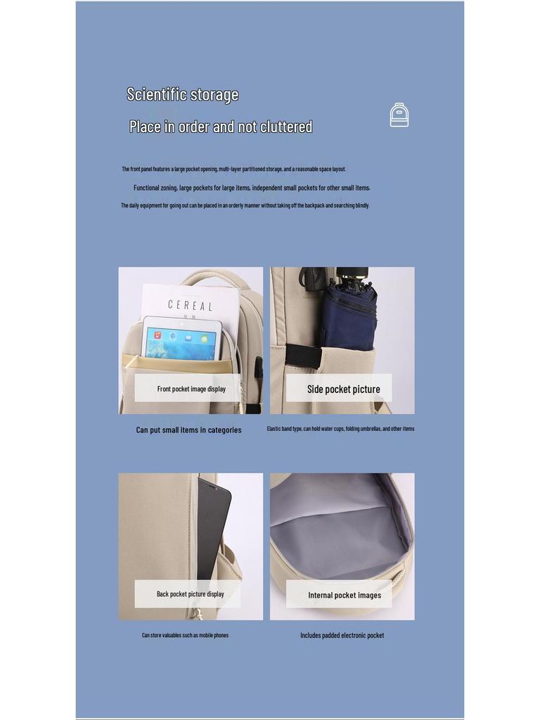 Customizable Minimalist Logo Backpack: Lightweight, Casual Travel & School Bag for Students
