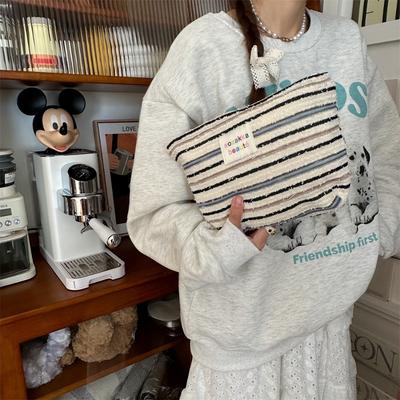 111 Large Capacity Striped Handbag Women's Canvas Bag Commuter Cotton Bag One Shoulder Crossbody Underarm Bag