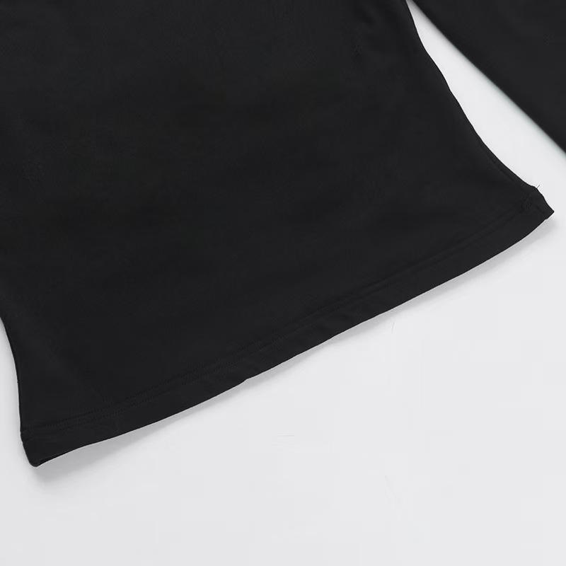 Spicy Girl Solid Color Square Neck Slimming Long Sleeve Top