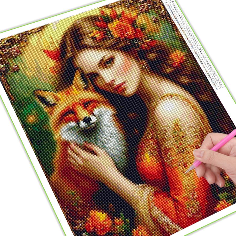 Diamond Painting New Collection Woman and Foxes Diy Full Rhinestone Embroidery Animals Flowers Mosaic Cross Stitch Kits Wall Decor