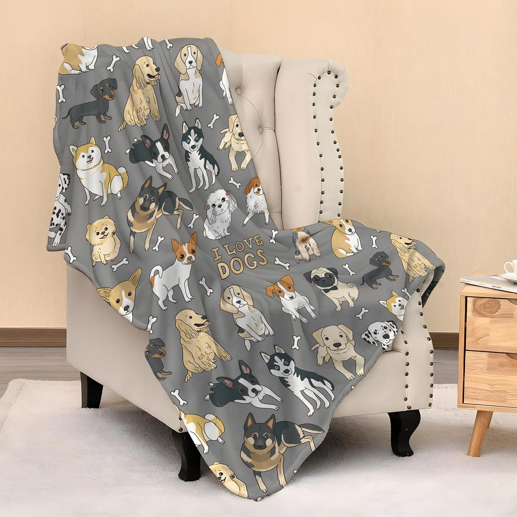 Cartoon animal patterns digital-printed polyester Bedroom velvet flannel soft sofa cover blanket Fleece cover blankets for beds