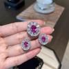 Luxury Women Jewelry Set Fashion Pigeon Blood Ruby Necklace High Carbon Diamond Ring Red Corundum Earrings Gift