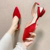 2025 New Summer Women Low Heels Sandals Fashion Suede Pointed Toe Shallow Dress Shoes for Women Casual Slippers Zapatos De Mujer
