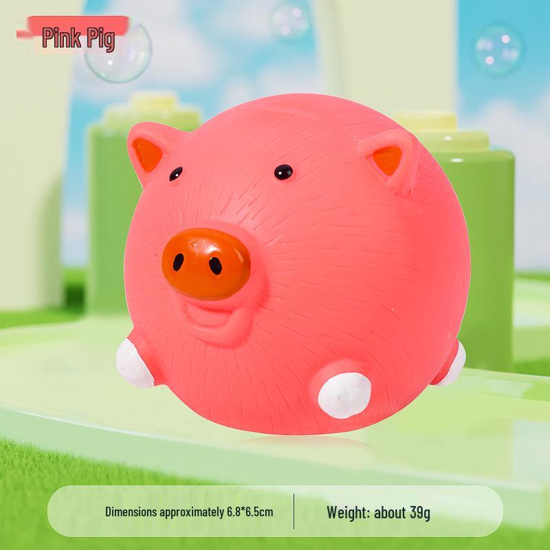 Latex Squeaky Pig & Chicken Head Ball Teething Toys for Small Dogs