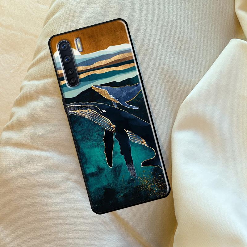 Whale Fish Wave Sea Case For Oppo A17 A94 A74 A54 A60 A40 A80 A16 A76 A96 A98 A58 A78 A18 A38 A57 A15 A5 A6 Pro