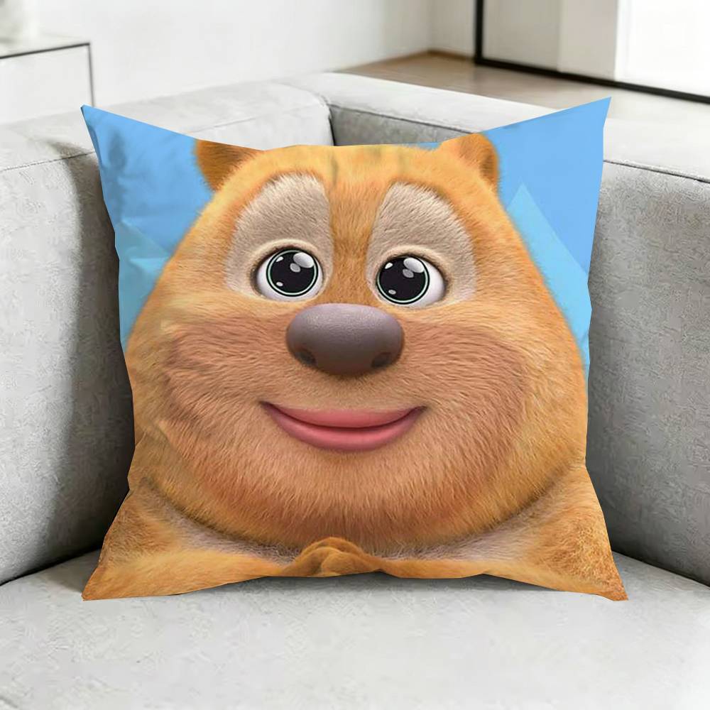 Boonie BBears Cartoon Pillow Case Square DoubleSided Sofa Cushion Cover Bedroom Bedside Pillow Gift