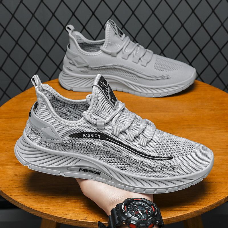 2024 Summer New Flying Woven Men's Shoes Coconut Sports Shoes Non-slip Soft Sole Lightweight Versatile Mesh Thin Casual Shoes