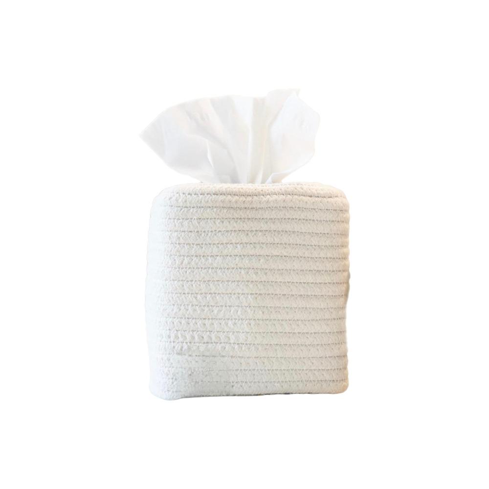 Hand-woven Minimalist Tissue Box Rustic Napkin Storage Box Storage Rack Woven Tissue Box Vanity Style 2