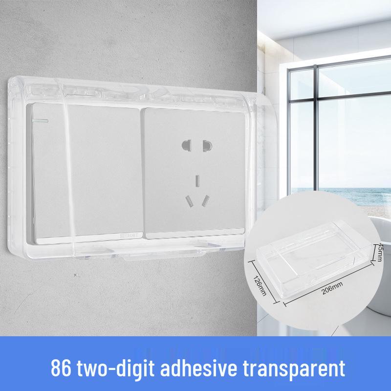 86 Type Transparent Self-Adhesive Waterproof Socket Cover for Bathroom Switches