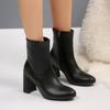Vintage Thick Heel Women Ankle Boots Fashion Pointed Toe Toe Stripper Party Shoes Autumn Winter Women'S Leather Short Booties