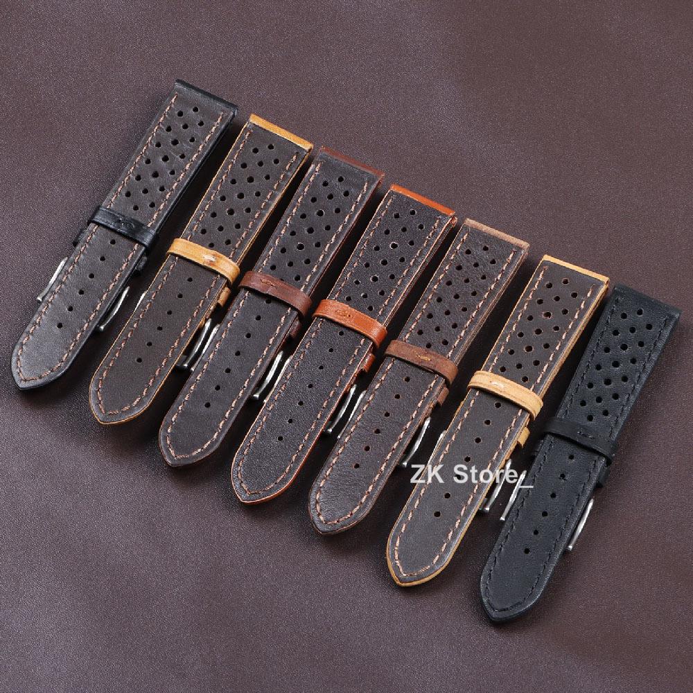 Echtes Rindslederarmband 18mm 20mm 22mm Retro Weich Atmungsaktiv Armband für Seiko für Samsung Galaxy Watch 6 5 4 Armband
