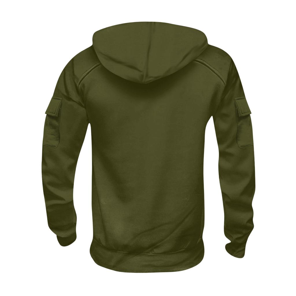 Men's Cargo Hoodie | Drawstring Multi-Pocket, Solid Color For Outdoor & Casual Wear