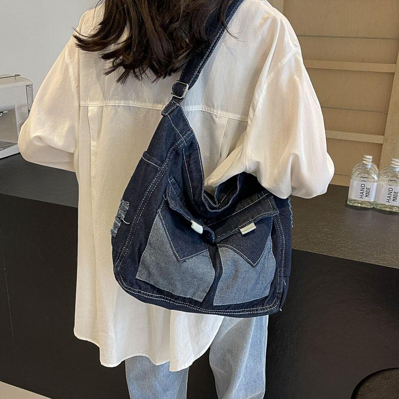 Jeanstasche, große Kapazität, Tragetasche, Umhängetasche, lässige Umhängetasche für Studenten