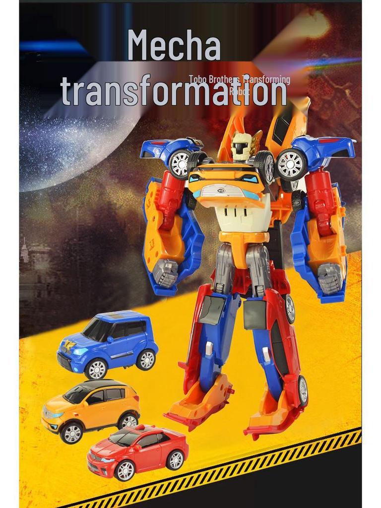 Korean Transforming Tobot Brothers: Triple Combination 3-Pack - Educational Anime Car-Robot Toy for Kids