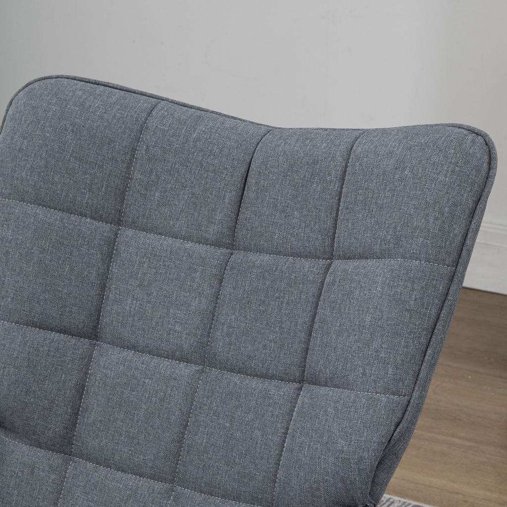 Rocking Chair with Stool, comfortable, up to 130 kg, Linen Look, 64x89x90cm, Grey