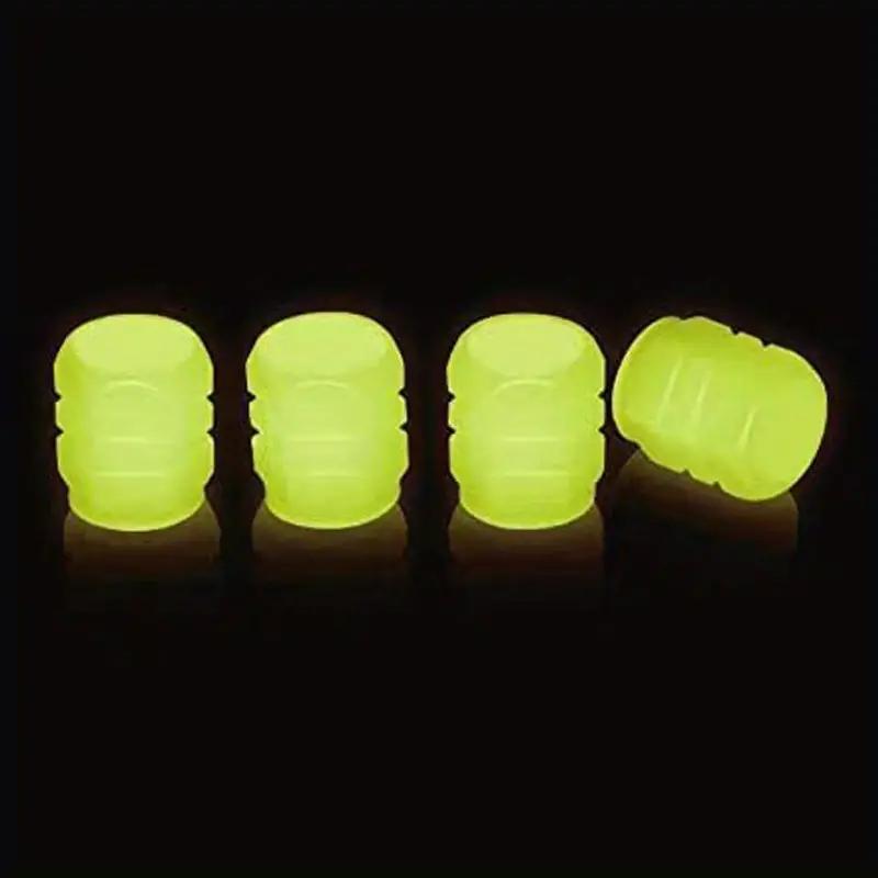4pcs Glow-in-the-dark Valve Cap Vehicle Electric Vehicle Motorcycle Bicycle Truck Tire Light Valve Core Cover Super Bright