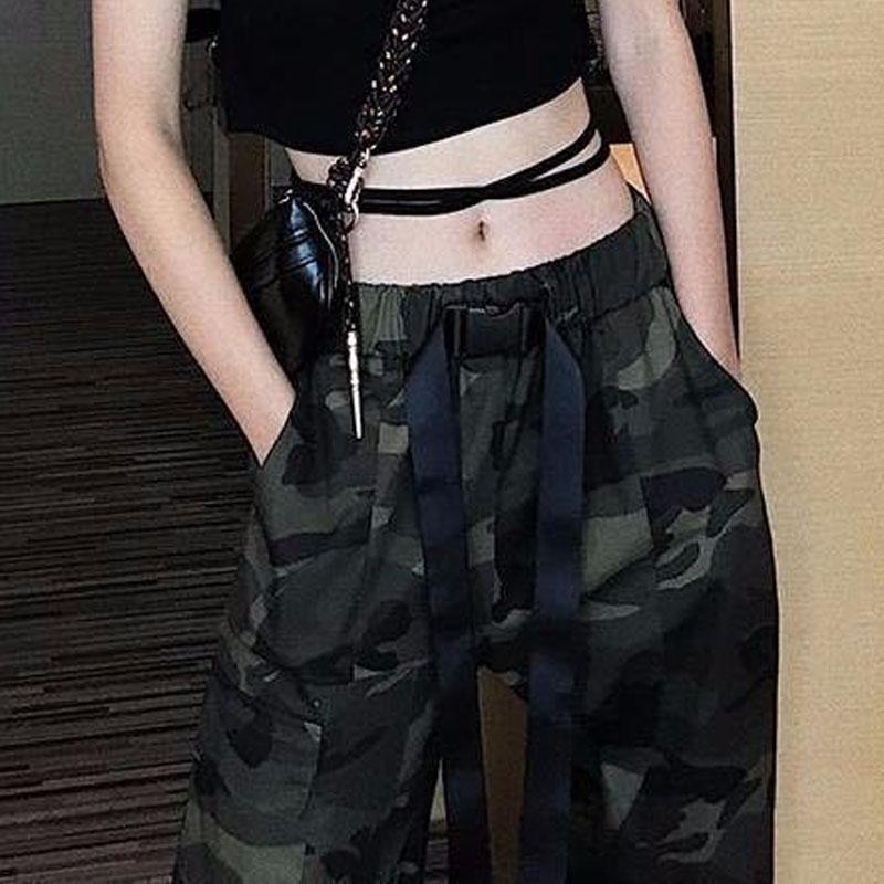 Fashion Casual Camouflage Cargo Pants for Female Spring Summer New Women's Clothing High Waist Pockets Spliced Loose Trousers