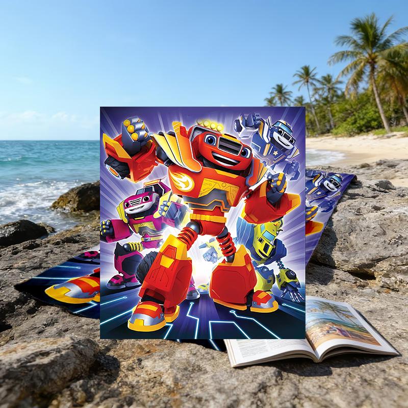 1 Stück Blaze und die Monster-Maschinen (3) Strandtuch, Strand- und Meeresufer-Schwimmbadausstattung, Modisches Muster, Rechteckig, Reiseutensilien