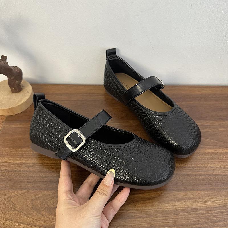 French flats silver single shoes women's summer 2025 new models with skirts light mouth Mary Jane shoes small leather shoes evening shoes