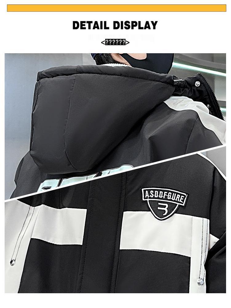 Jungen 2025 Winter Fleecegefütterte Baumwolljacke - Verdickter Parka für mittlere und große Kinder, trendige Workwear-Jacke