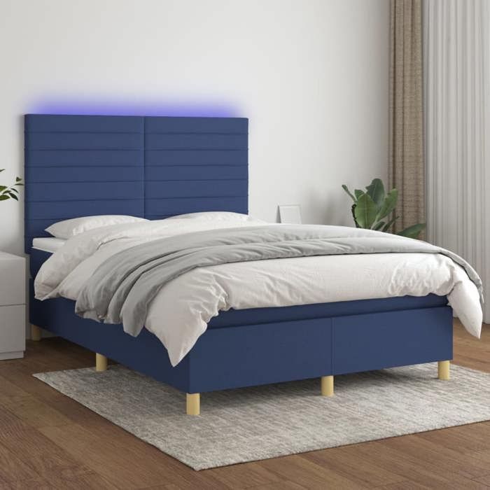 Maison Exclusive - Lattenrost und Matratze und Blaue LED 140x200 cm Stoff